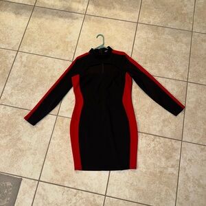 Fashion Nova Vintage OG Black Red Long Sleeve Fancy Dress